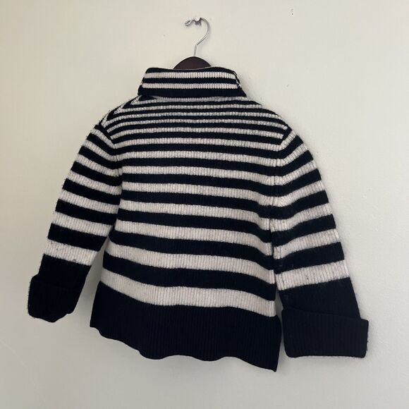 & Other Stories Boxy Heavyweight Striped 3/4 Sleeve Wool Blend Turtleneck- Small - Picture 8 of 8